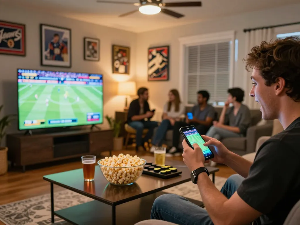 Engaging in sports betting at home using ee88go on smartphone while watching live sports