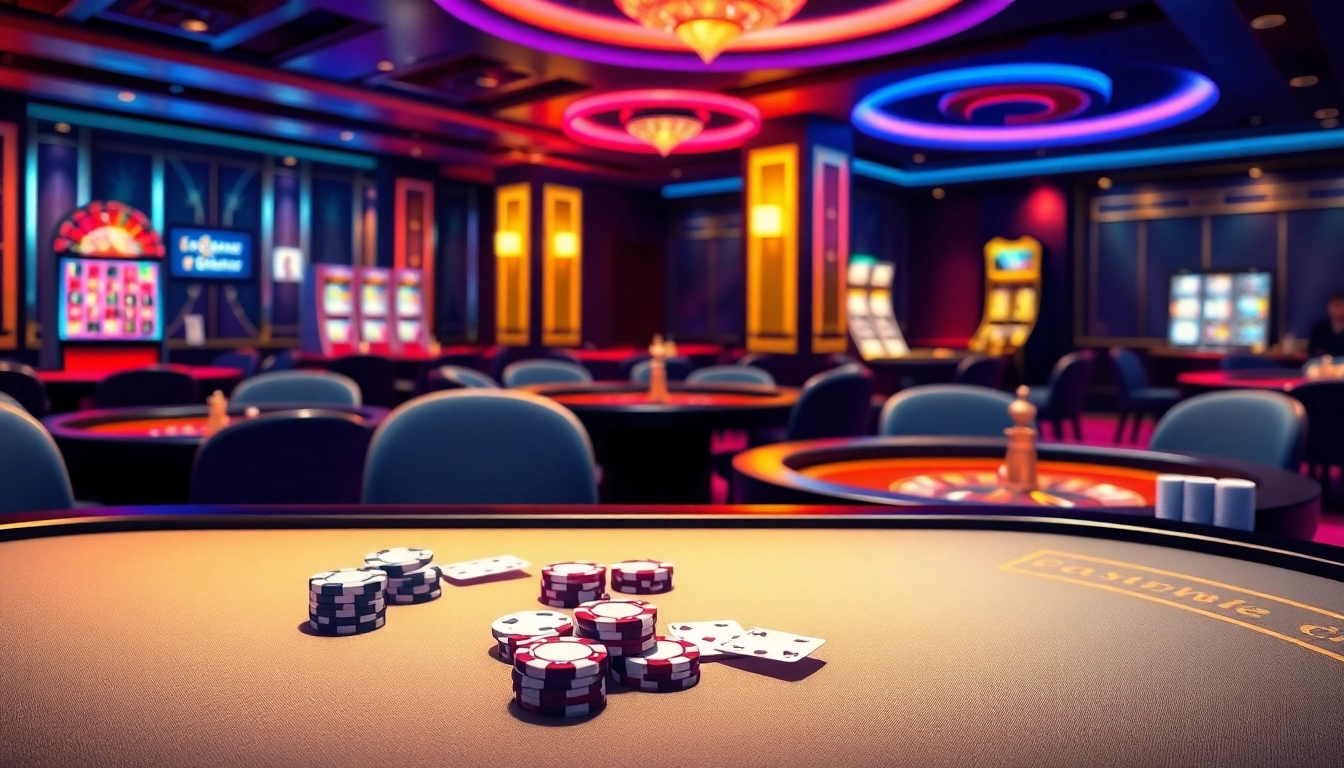 Gambling enthusiasts enjoying thrilling casino games at five88 with vibrant tables and exciting atmosphere.