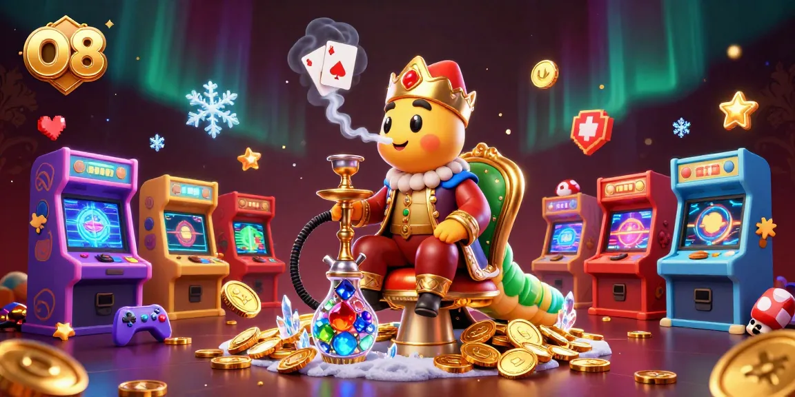 Experience the excitement of O8 with a vibrant 3D casino illustration featuring games and colorful elements.