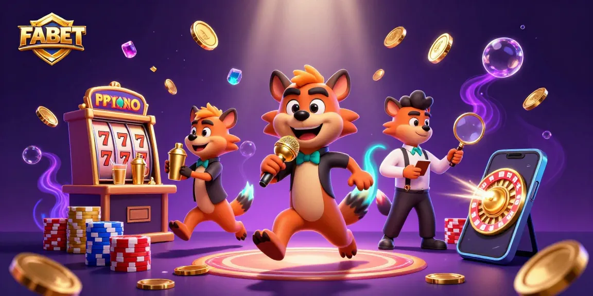 FABET showcases thrilling entertainment as cartoon hyenas engage in comedic casino fun.