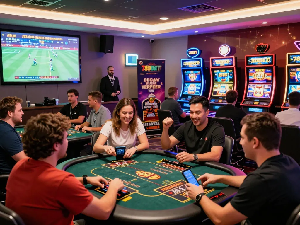 Engaging scene of players enjoying 6789bet games at a vibrant online casino setting with live dealers and sports betting.