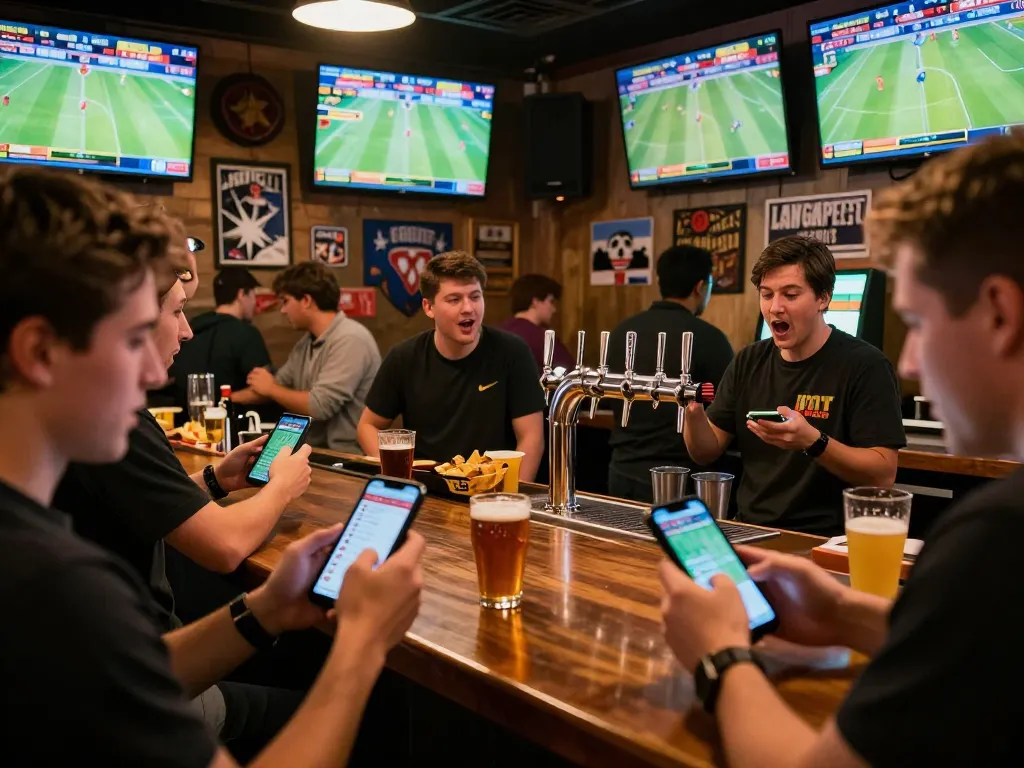 Individuals engaged in live sports betting at ok365, showcasing excitement and camaraderie.