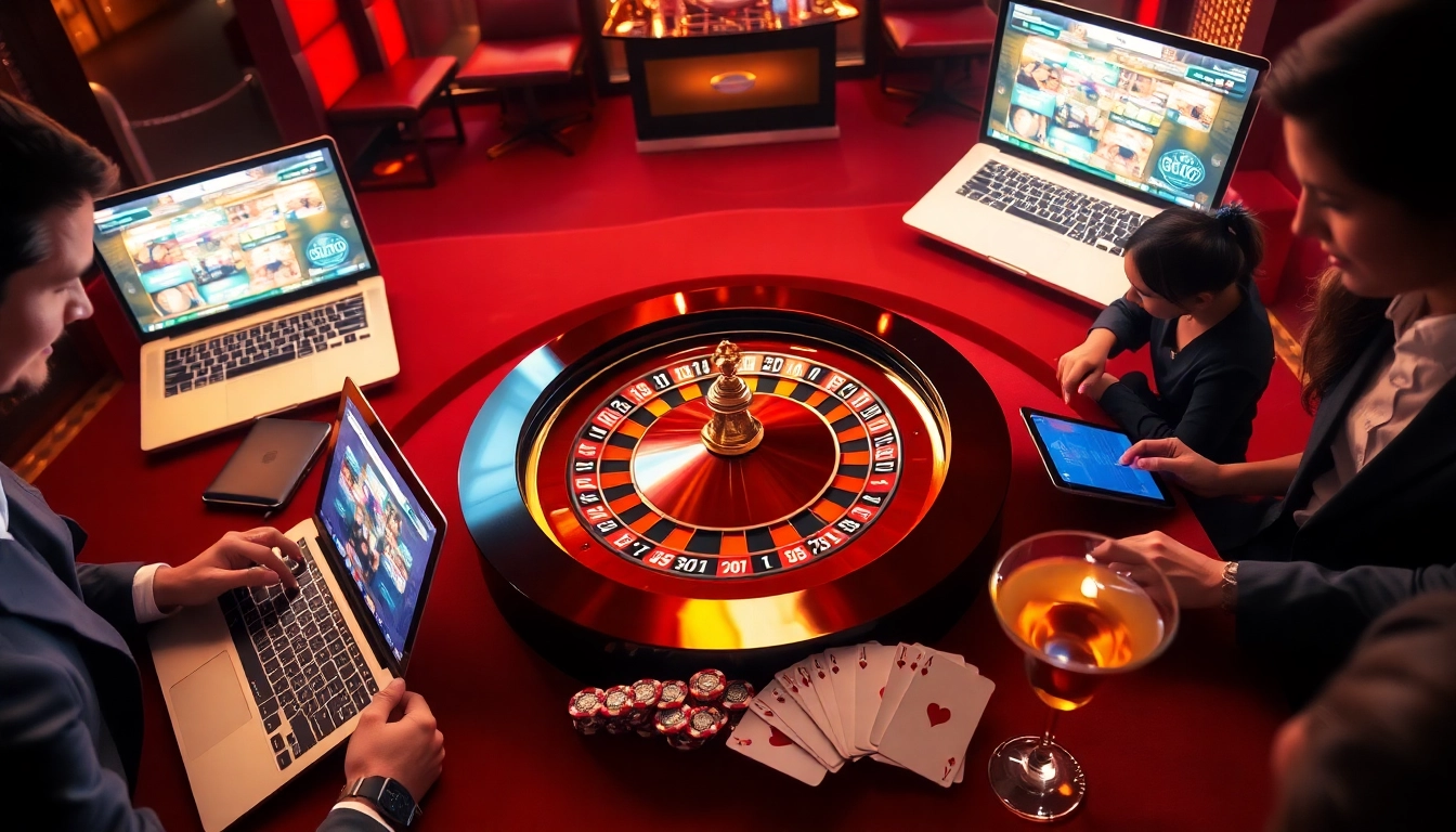 Exciting casino scene showcasing players engaging with games at https://luck8.media/ on mobile devices.