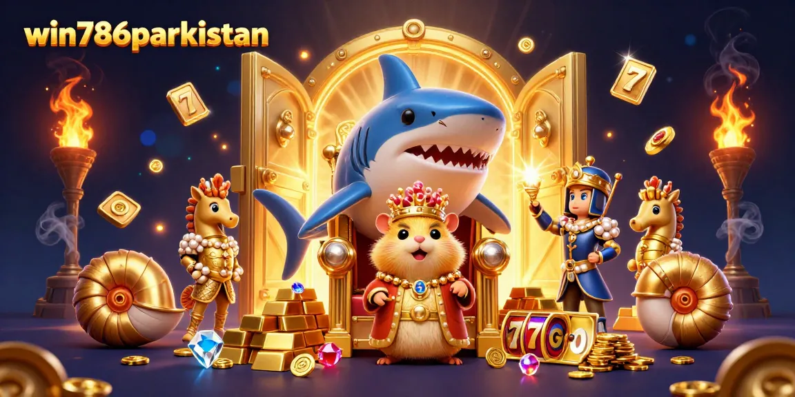 Experience the excitement at win786parkistan with a vibrant 3D casino illustration showcasing luck and wealth.