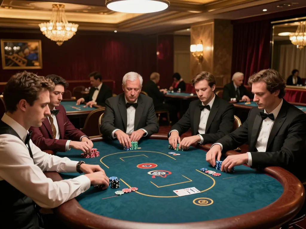 Experience the intense gameplay at a luxurious casino poker table representing 9bet uy tín.