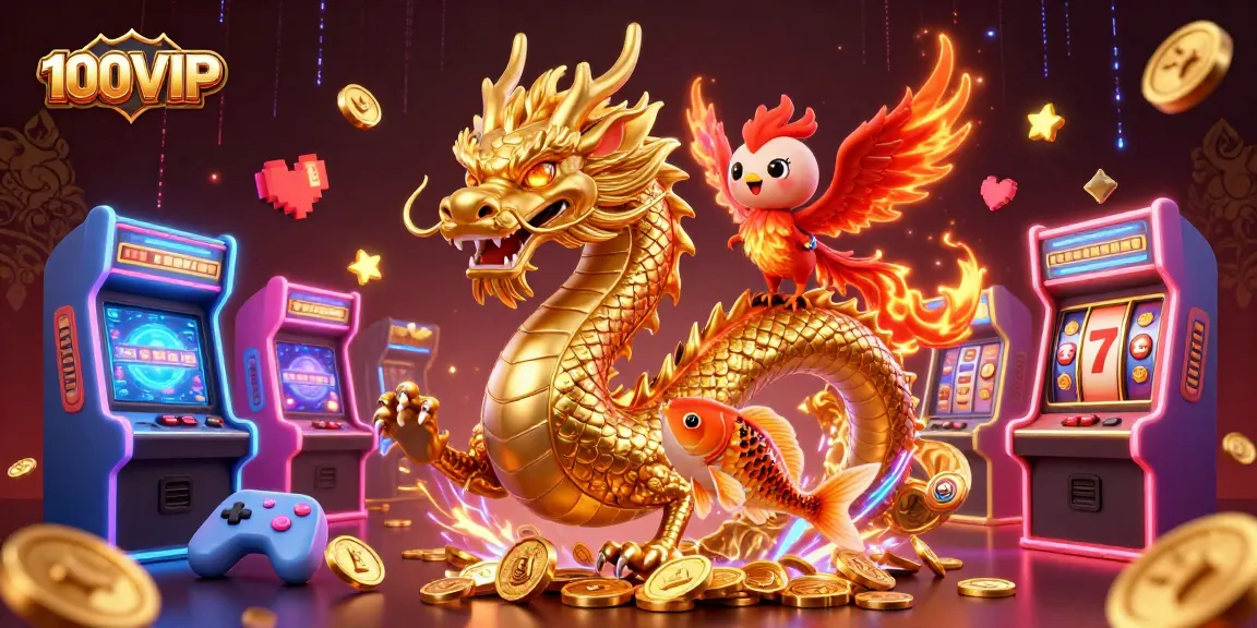 Experience thrilling gaming excitement at 100VIP with dynamic casino visuals and elements.