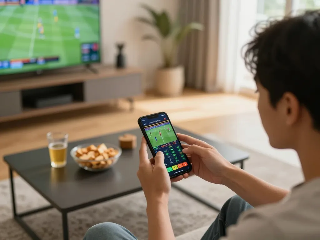 Place winning bets with Fabet on smartphone while enjoying live sports in a cozy home