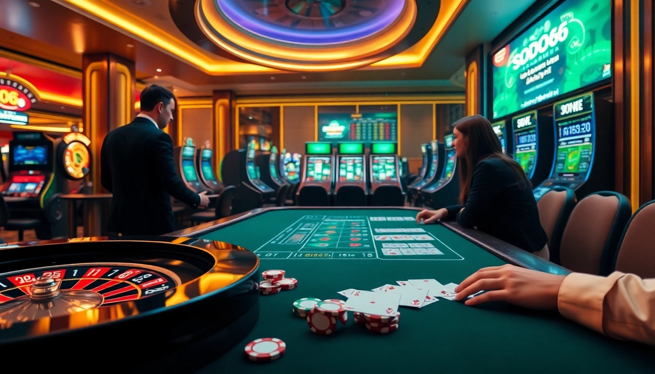SODO66 delivers an exciting online casino experience with vibrant slot machines and roulette wheels.