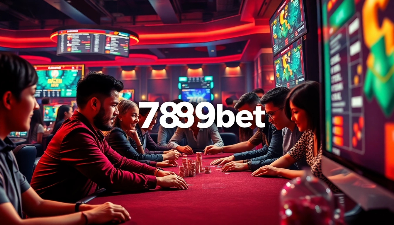 Engaged players at 789bet's vibrant casino, showcasing excitement and high-stakes gaming.