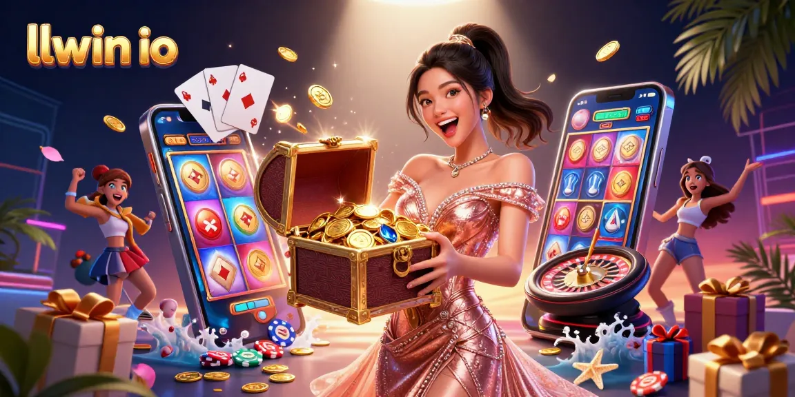 Play exciting games on llwin io with treasures and golden coins overflowing from a chest in this vibrant illustration.