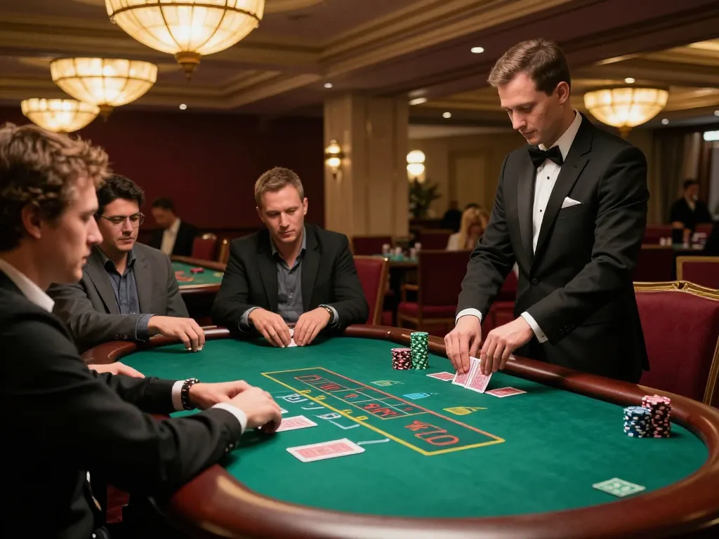 sky88 players engaging in strategic blackjack game, showcasing the thrilling casino atmosphere