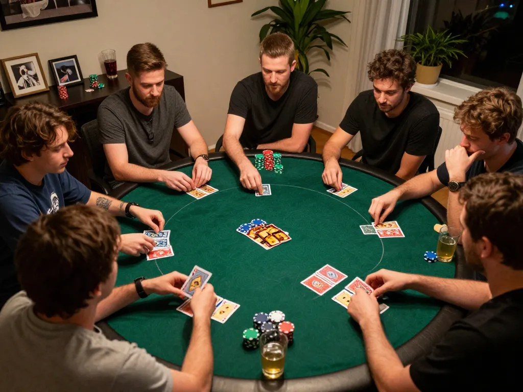 Players enjoying a friendly poker game at home with ga6789 strategies in play, showcasing camaraderie and fun