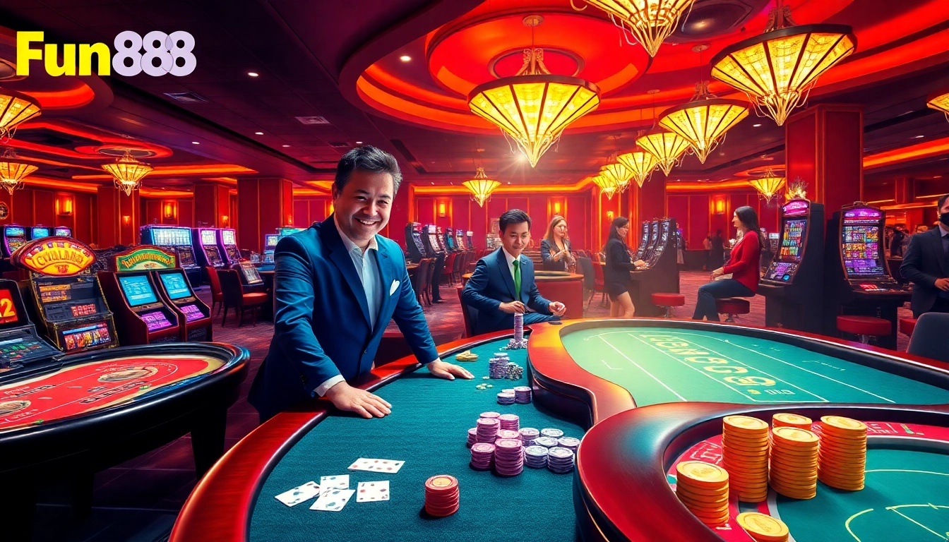 Betting excitement at Fun88 with vibrant casino tables and dynamic gameplay details.
