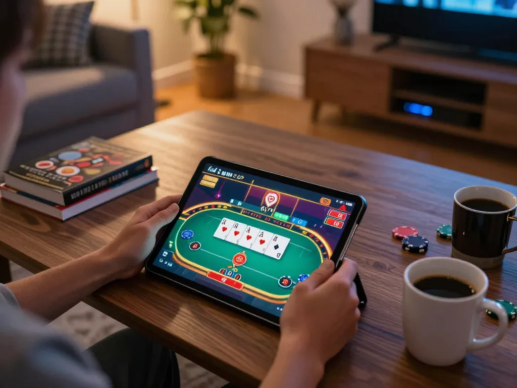 88club player engaging in a strategic online casino game surrounded by personal gaming strategies