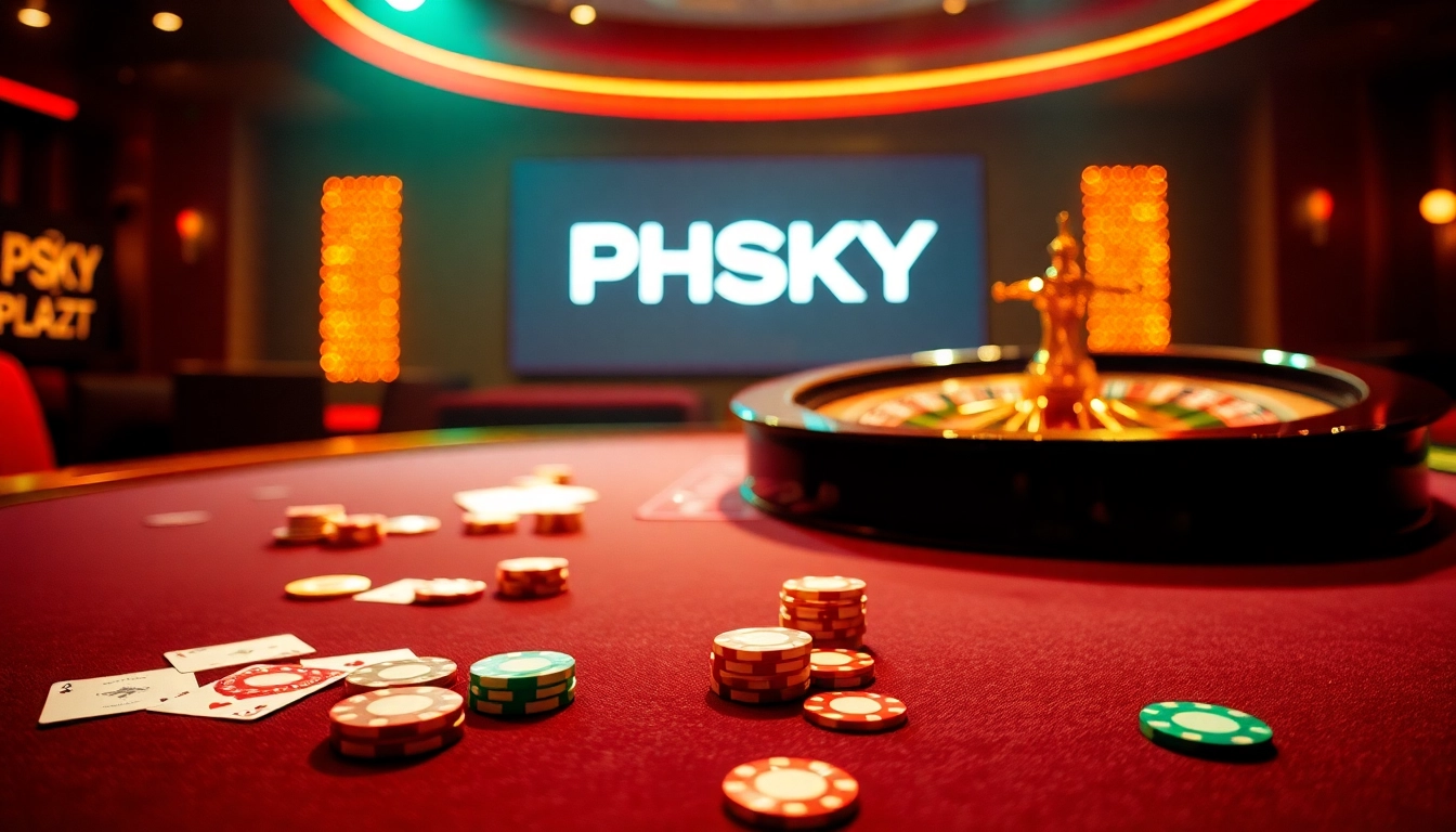 Players experiencing thrilling gaming at PHSKY online casino with vibrant tables and chips