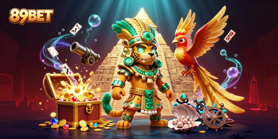 Experience thrilling gaming action at 89BET with vibrant characters and rich casino elements