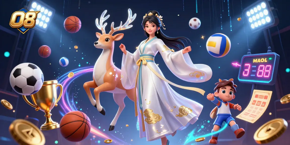 Engage with O8's dynamic casino scene featuring vibrant sports betting elements and elegant visuals.