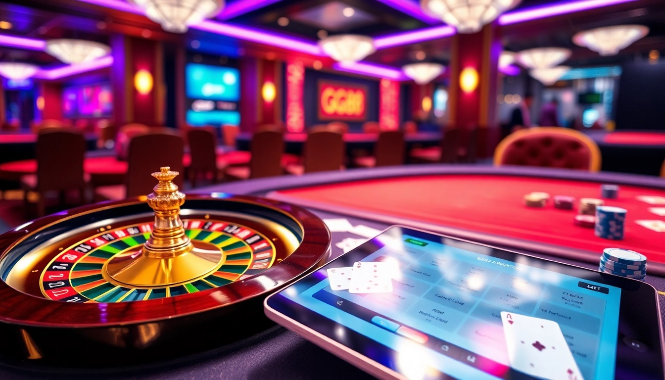 Experience exhilarating gameplay at GG88's sophisticated casino table with vibrant chips and cards.