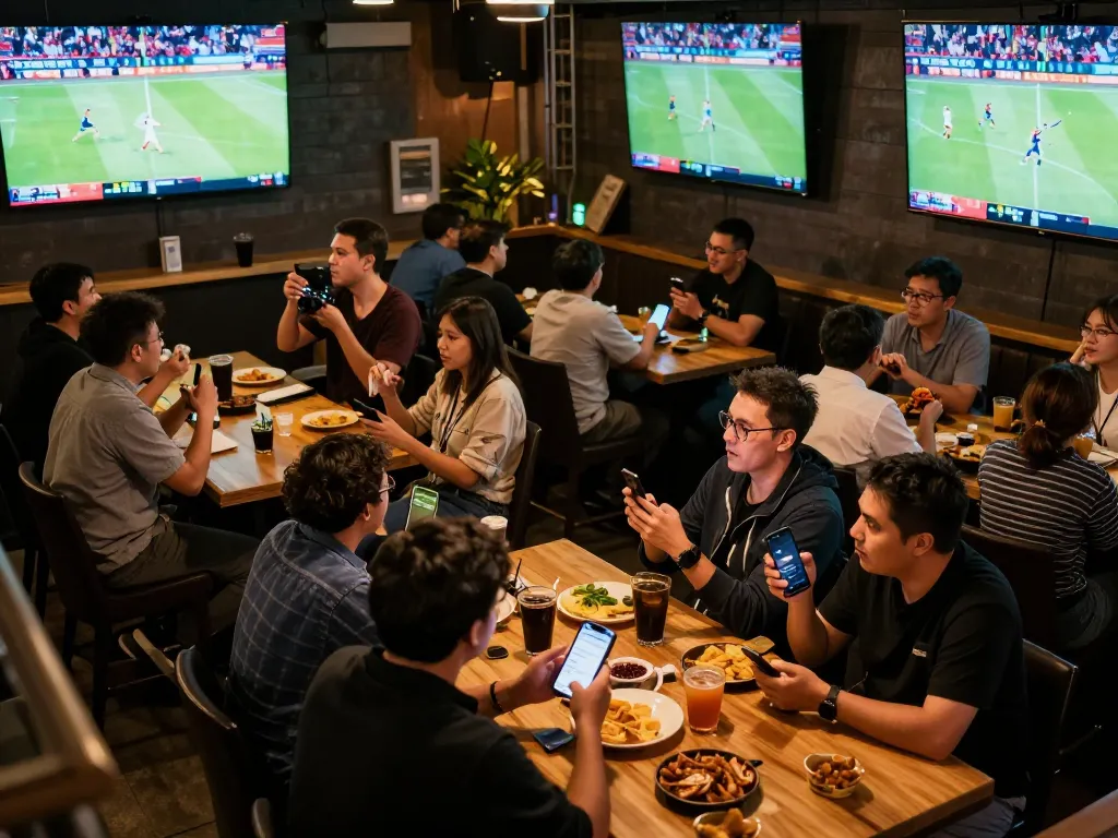 Watch kèo bóng đá hôm nay while enjoying drinks at a lively sports bar filled with excitement.