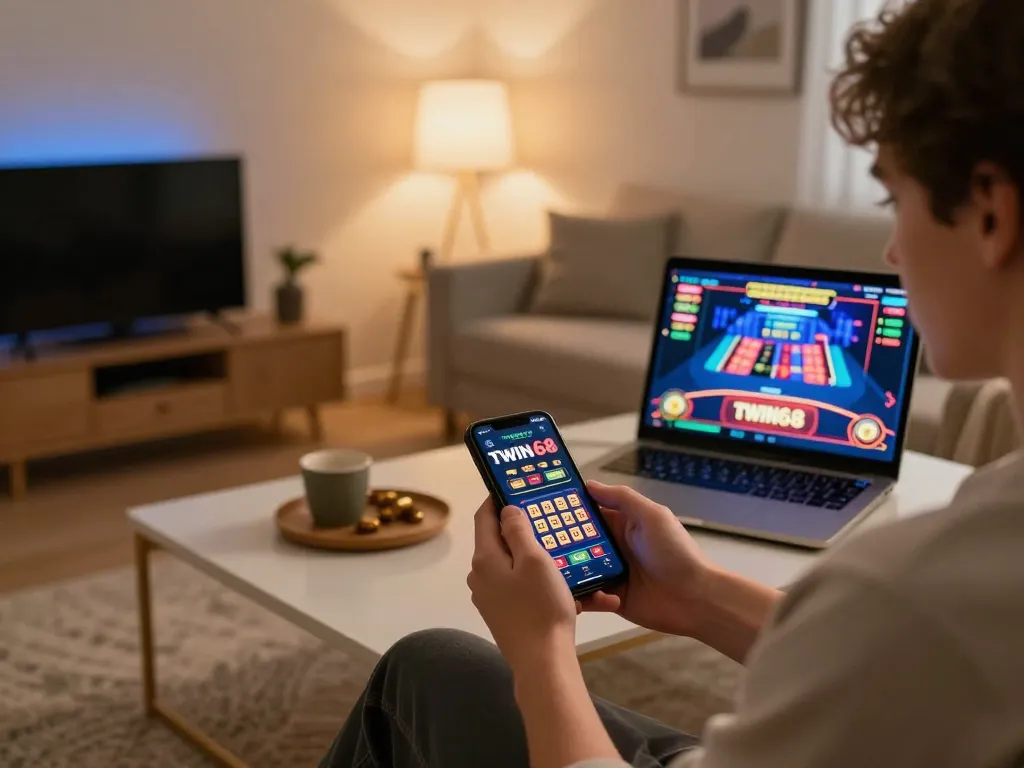TWIN68 mobile app gameplay capturing excitement of online casino experience on smartphone.