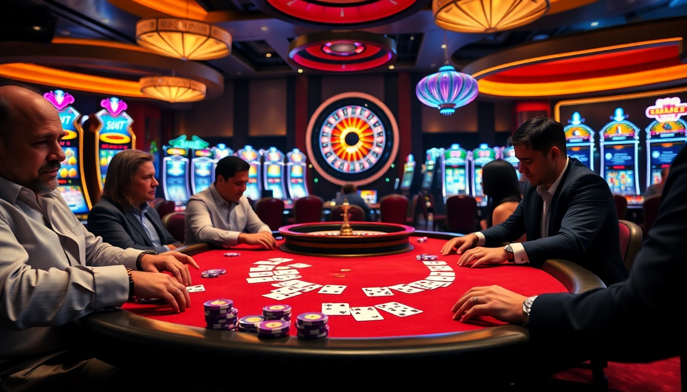 Nohu90 players engage in an exciting poker game at a luxurious casino table.