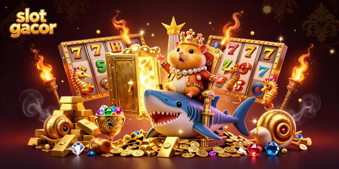 Experience the excitement of slot gacor with a golden hamster king surrounded by treasures and symbols.