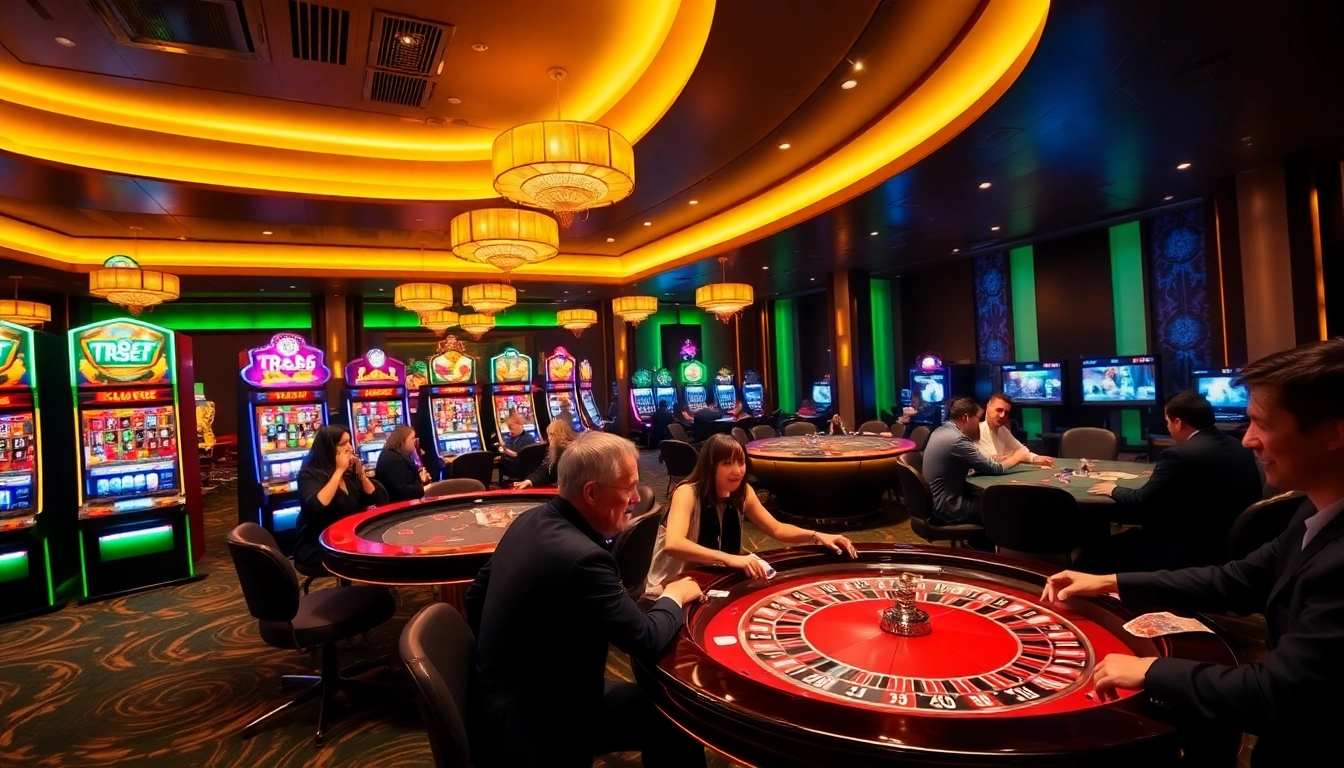 Experience the excitement of tr88 bet at a vibrant casino with slot machines and poker tables.