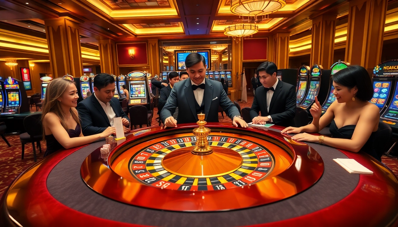 Betting excitement at RR88 casino featuring vibrant roulette table and players engaging in lively gameplay.