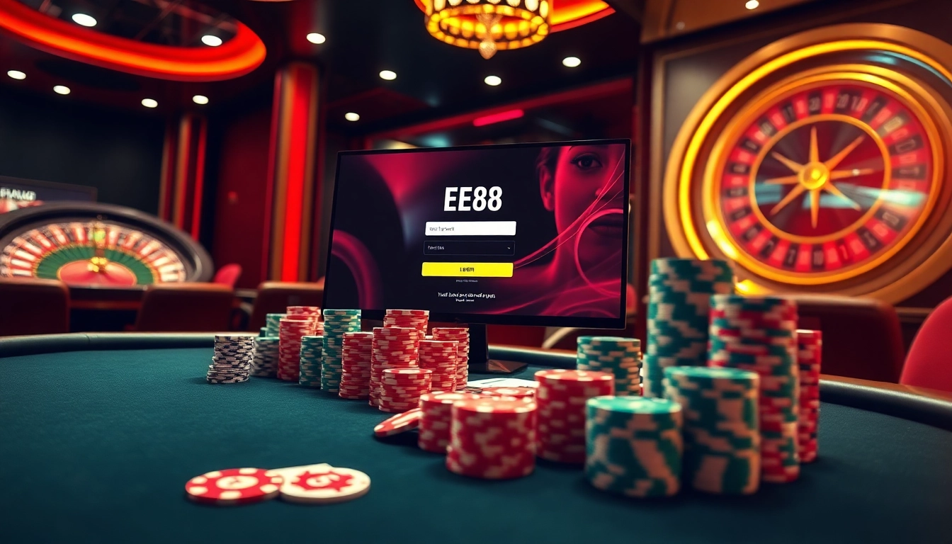 Experience the thrill of EE88 link đăng nhập with vibrant casino visuals and engaging gameplay elements.