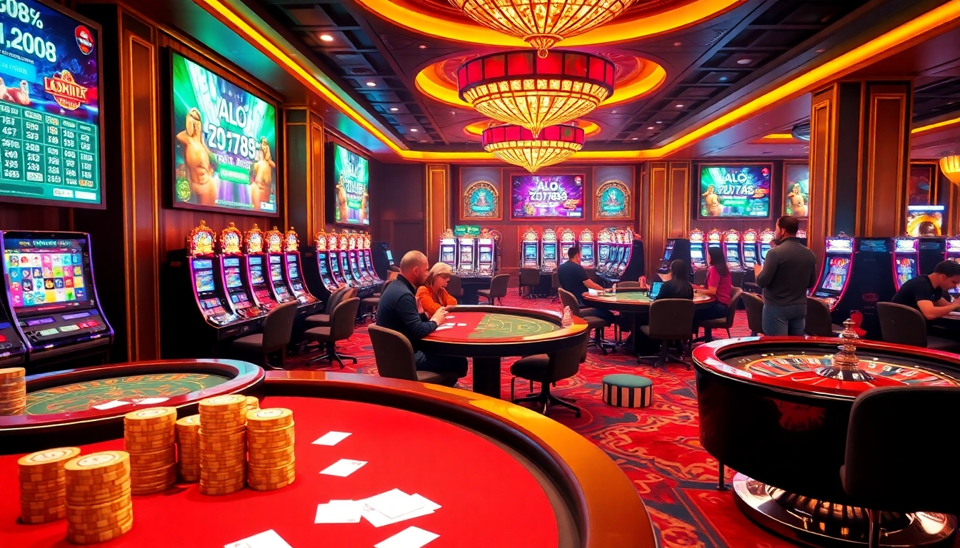 A thrilling Alo 789 gaming experience with players at a vibrant online casino table.