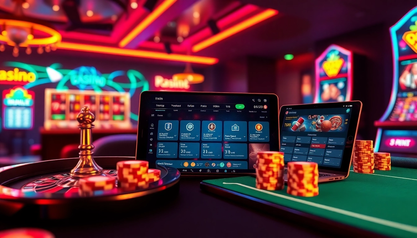 Experience thrilling betting with nhà cái 8kbet in a luxurious online casino setting featuring vibrant gaming action.
