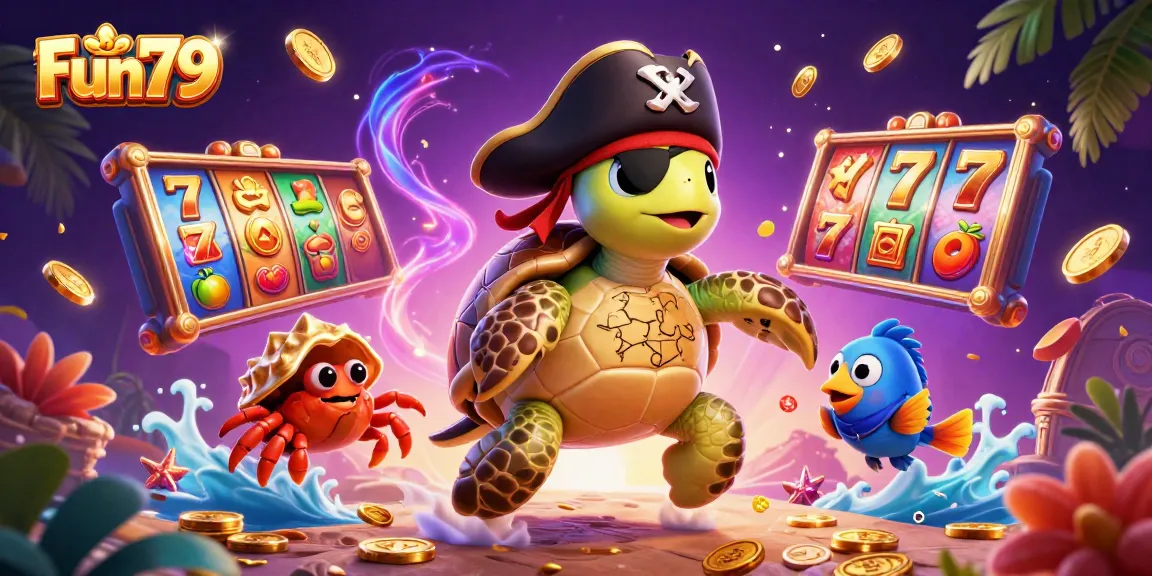Experience exciting gameplay at Fun79 with vibrant slot reels and treasure-filled scenes.