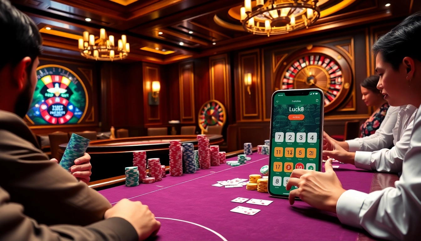 Experience thrilling gameplay with tải luck8 at a luxurious poker table.