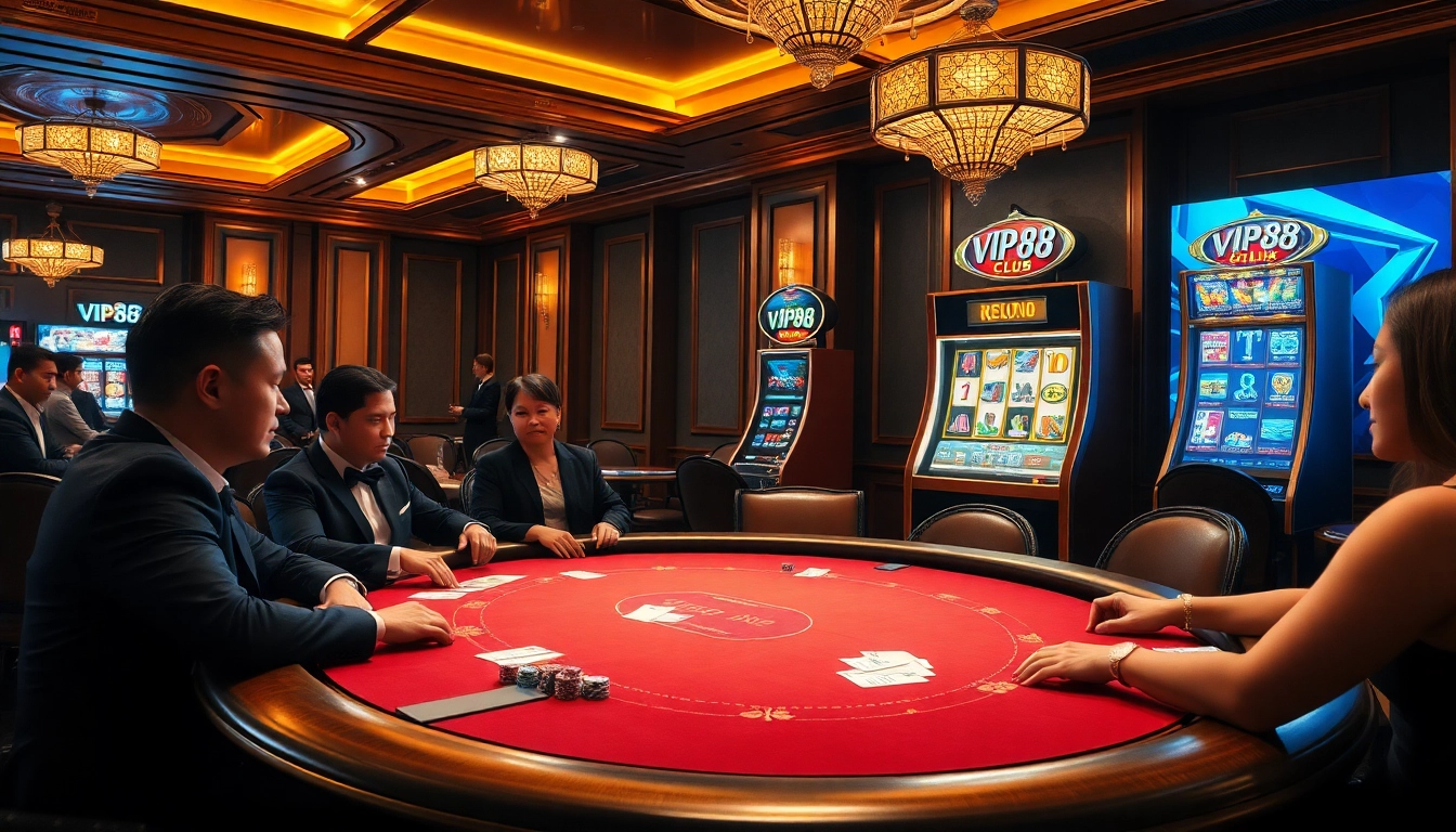 Experience the thrill of the game vip88 club at a luxurious poker table surrounded by players.