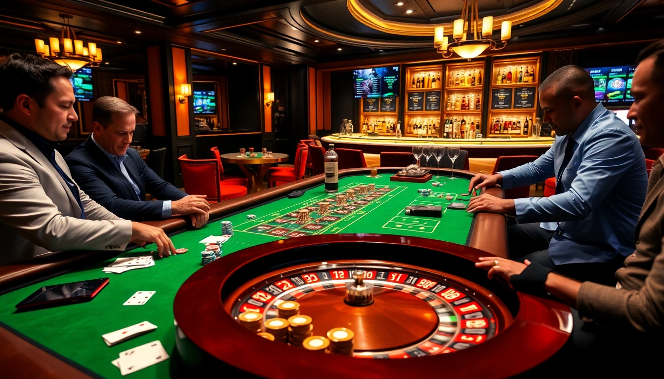 Experience thrilling gameplay at https://pub88z.net/ with a luxurious roulette table and engaged gamblers.