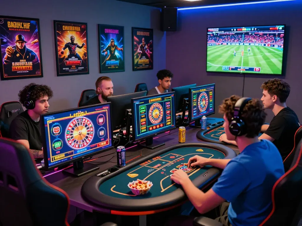 Engaging gaming atmosphere at BL555 with players enjoying online casino games in a vibrant setup.