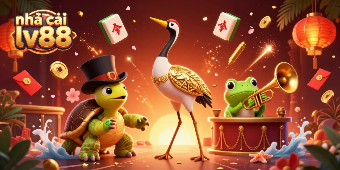 Experience excitement at nhà cái lv88 with vibrant gambling characters and action-filled scene.