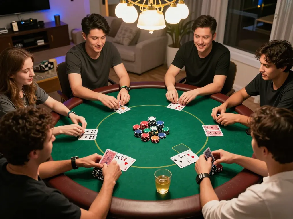 Players strategizing during an exciting hand of poker at 789club home game.