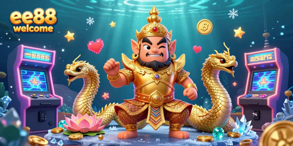Experience the excitement of ee88 welcome with a dynamic illustration showcasing a vibrant casino world.