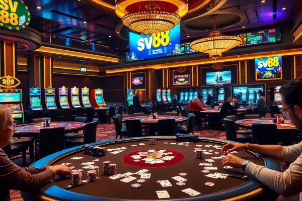 Players experience high-stakes excitement at sv 88's luxurious casino tables.
