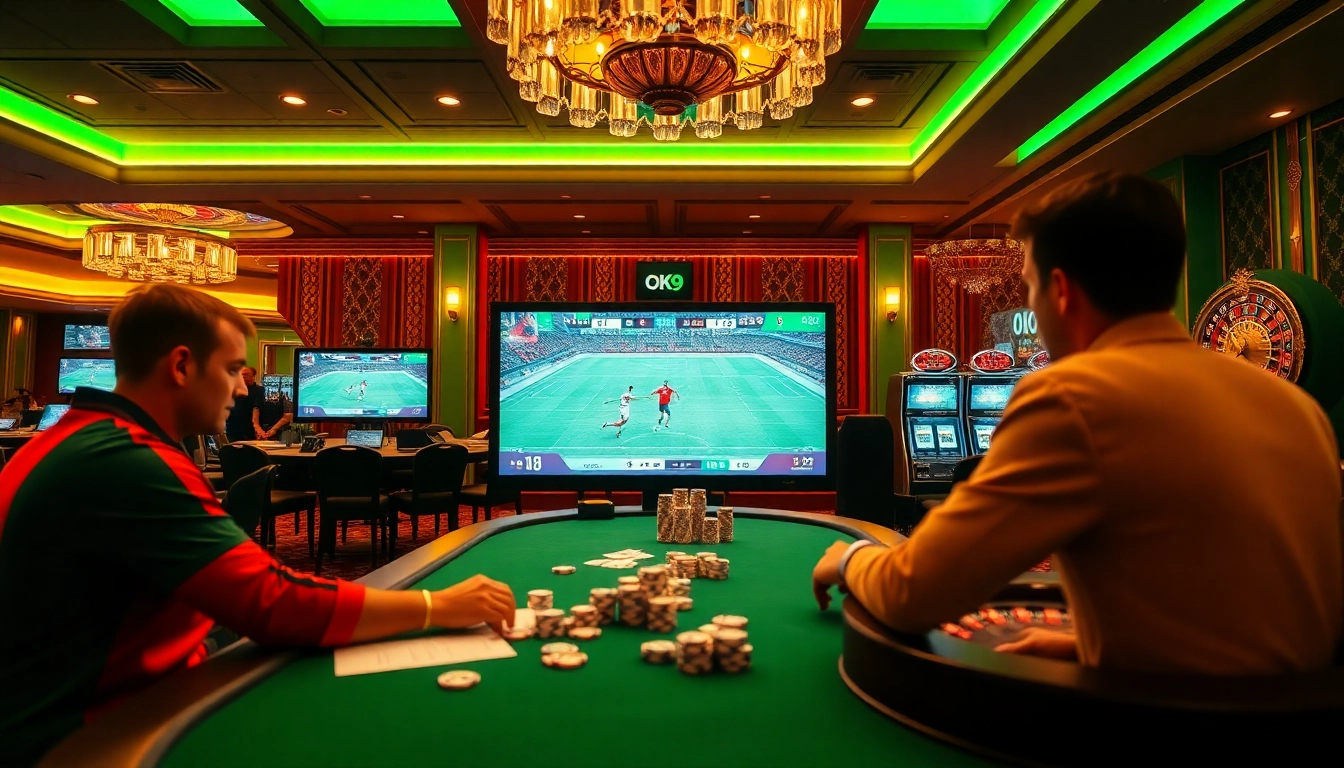 Engage in thrilling sports betting at OK9 BÓNG ĐÁ with vibrant casino atmosphere and professional setup.