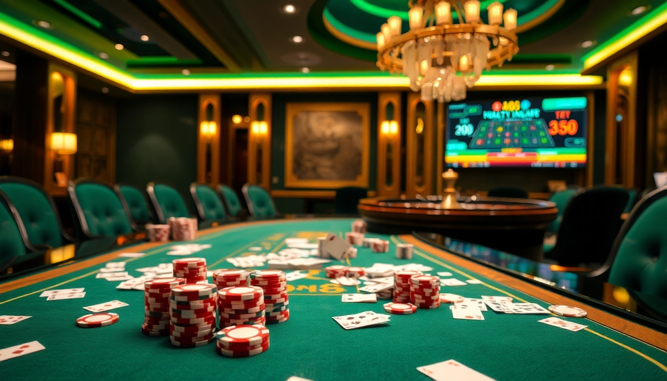 Exciting poker action at nhà cái 888NEW with chips and cards on a sleek gaming table