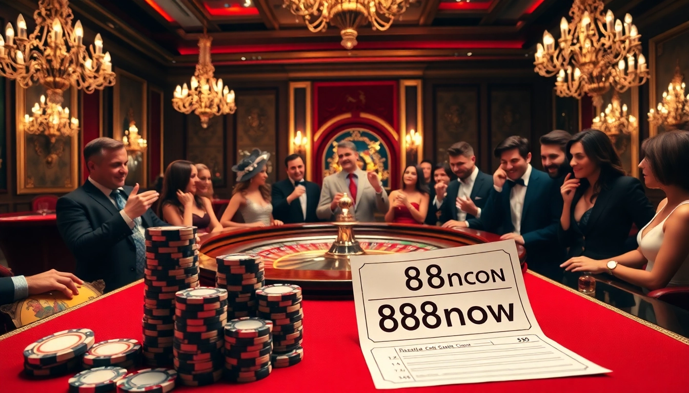 Engaged players enjoying high-stakes roulette at 888now's luxurious casino.