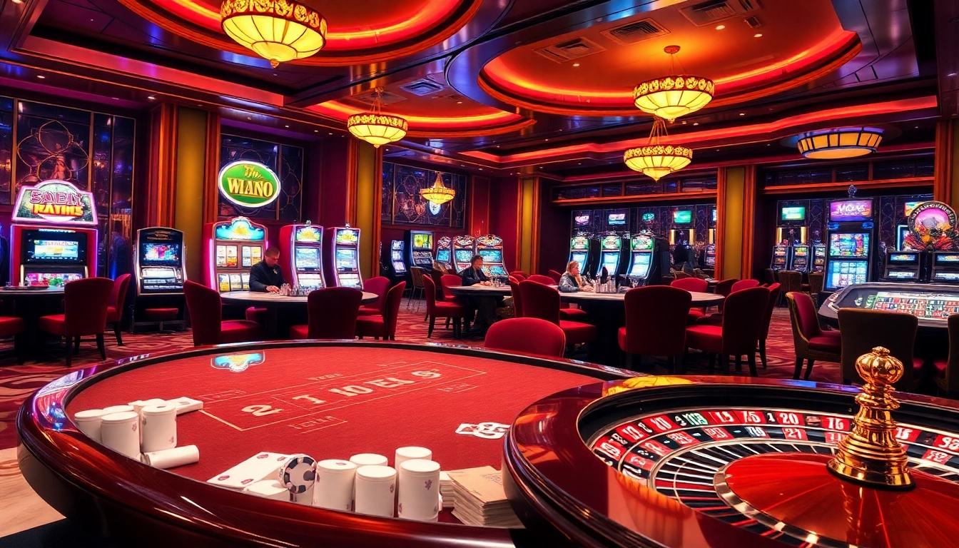 Experience the excitement of high-stakes poker and vibrant slots at https://nohu900.in.net/ casino interior.