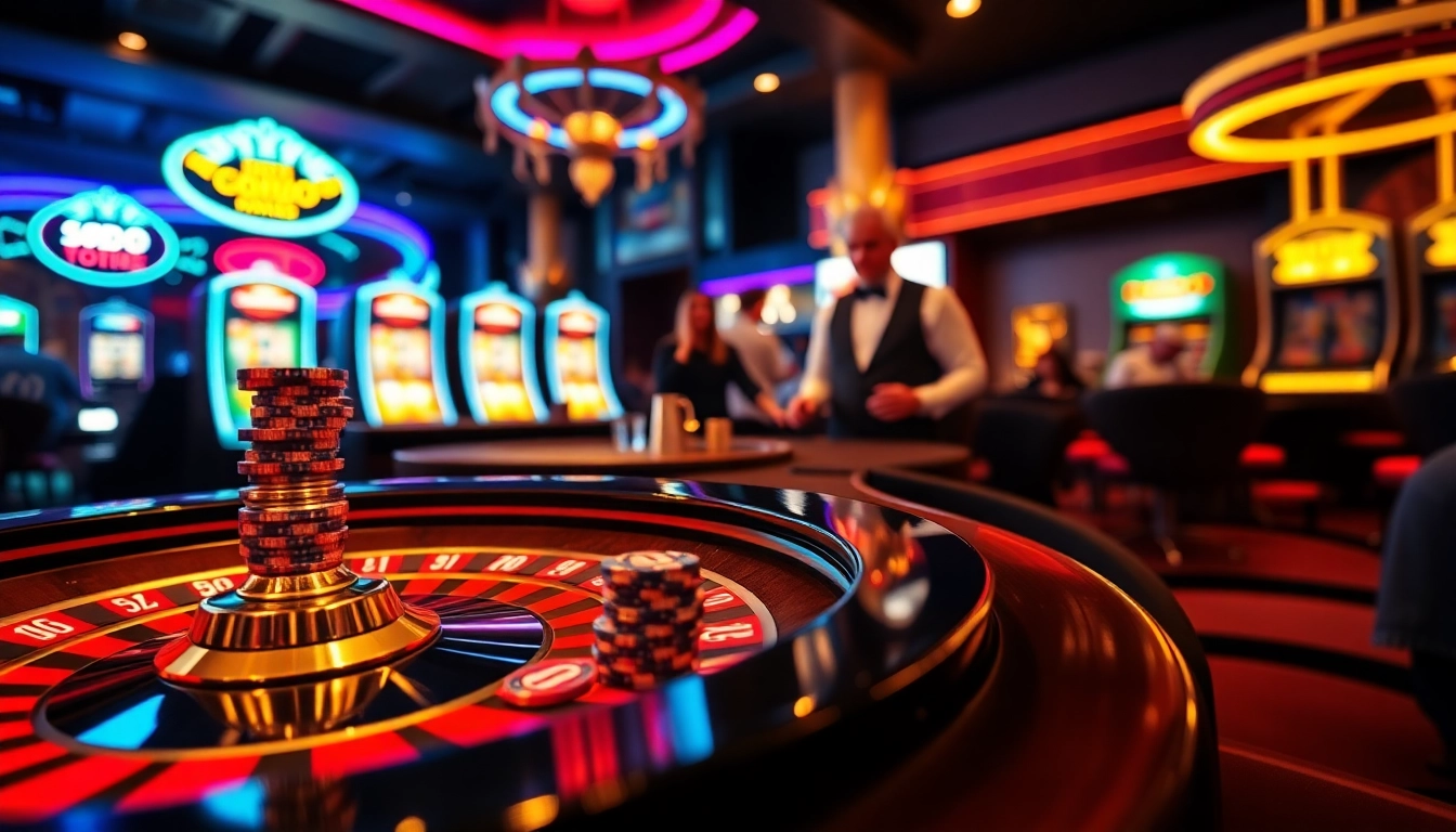SODO Casino excitement captured as players engage in thrilling gambling activities at a roulette table.