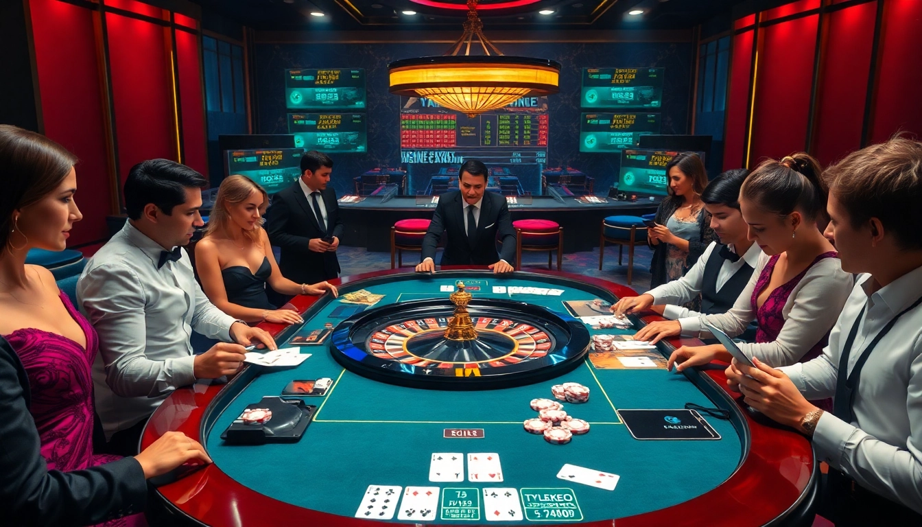 Tylekeo live betting odds displayed on a luxurious casino table with cards and roulette wheel.