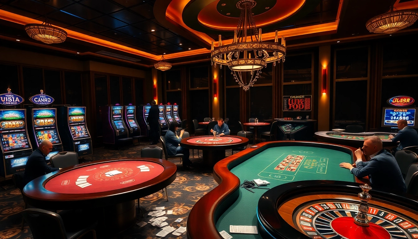 Experience the thrill of uu88 gaming with vibrant casino elements, including tables and slot machines.