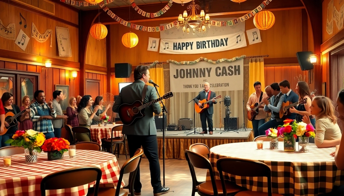 Experience the vibrant Johnny Cash birthday celebration atmosphere at johnnycashbirthday.com with live music and joyful attendees.