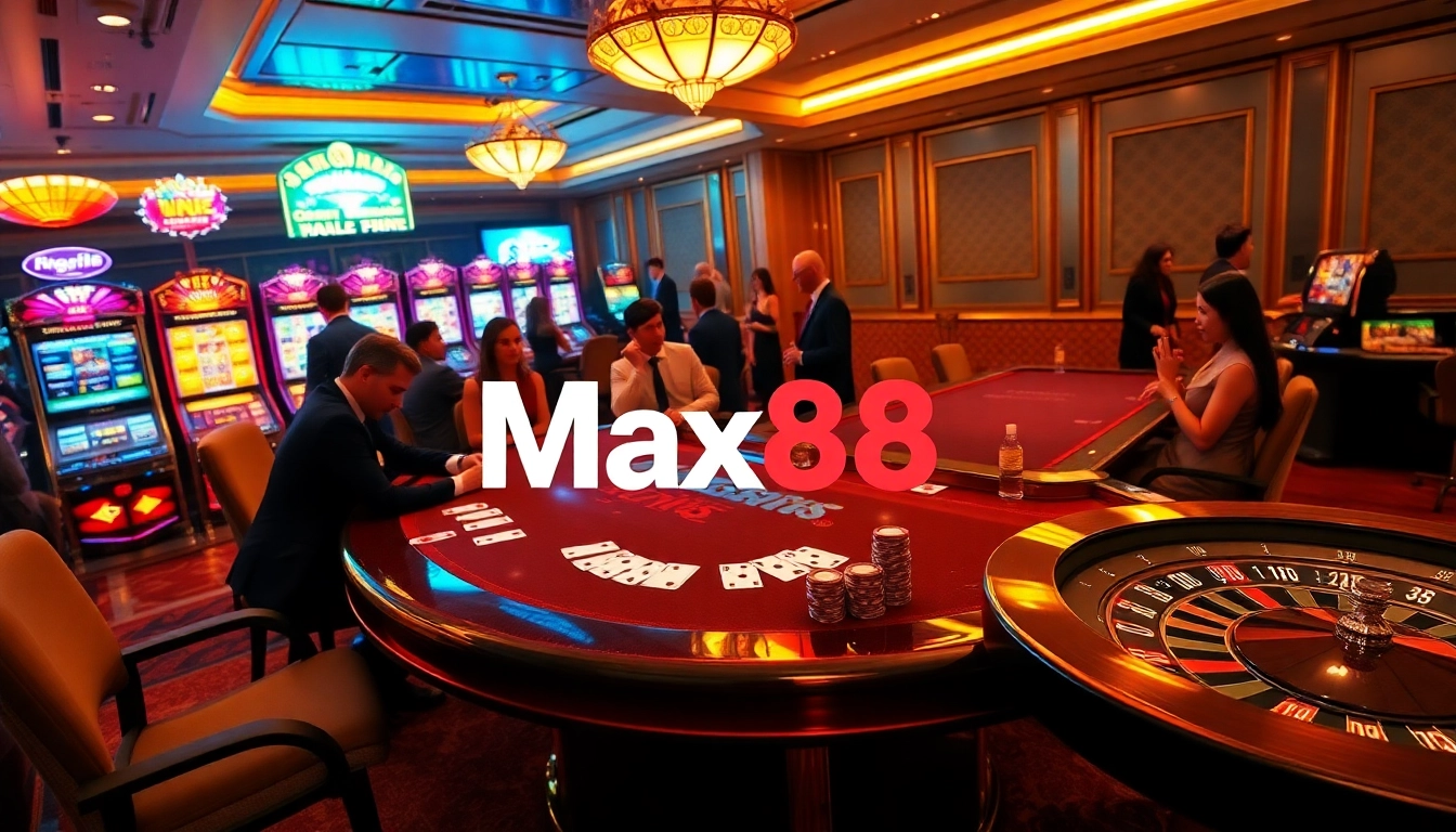 Experience the thrill of high-stakes gambling at max88 with luxury casino tables and exciting slot machines.