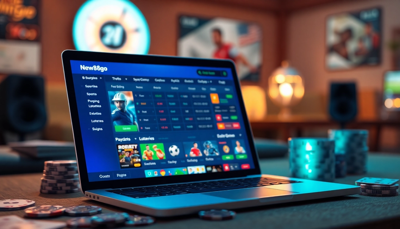 Interactive online betting interface featuring games from new88go.com in a vibrant, engaging setting.